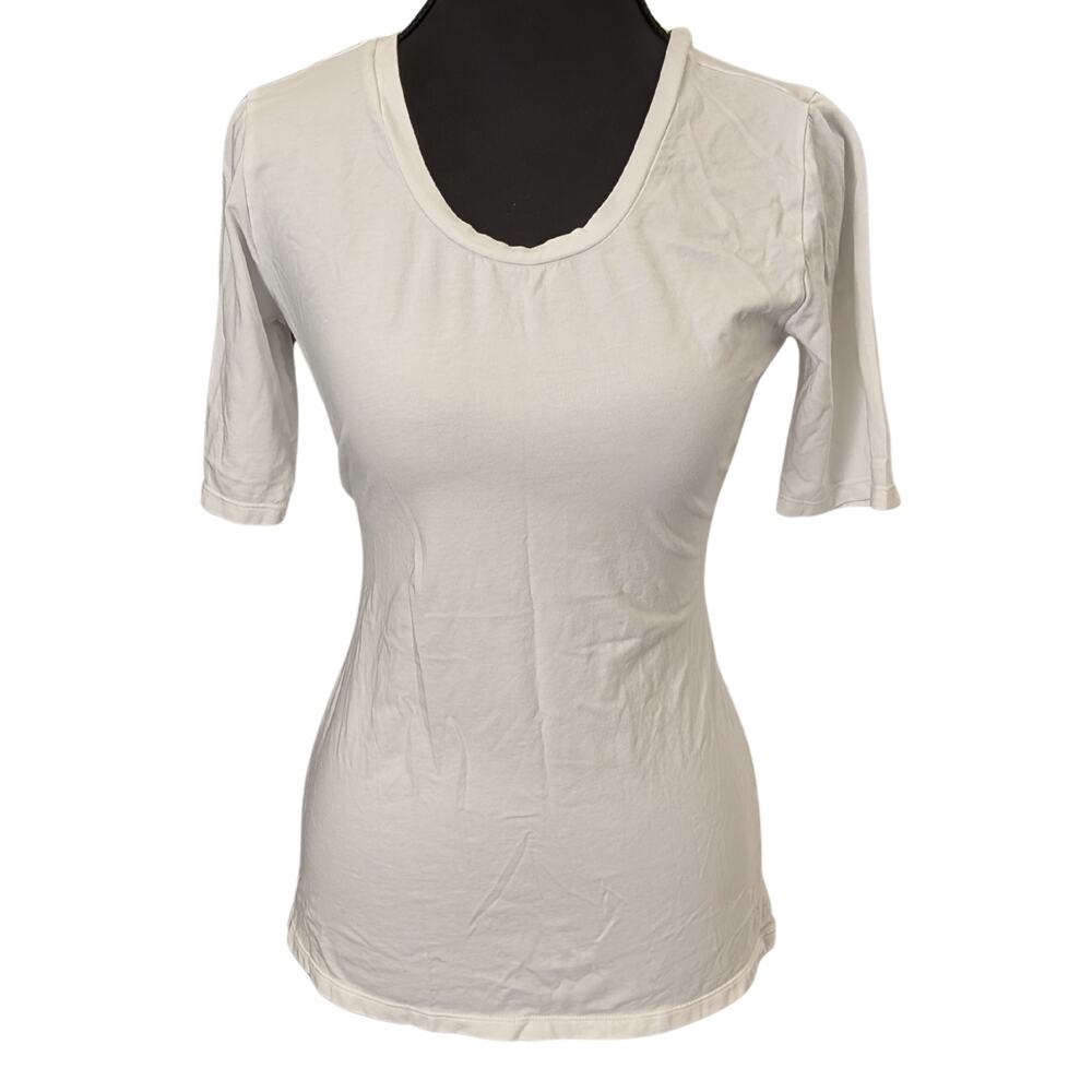 Shade Half-Sleeve Scoop Neck White Undershirt | Women's M